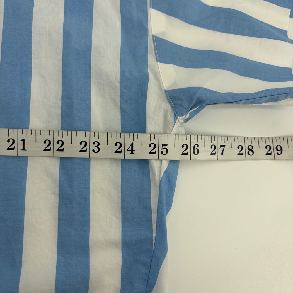 LOFT Blue & White Vertical Stripe Short-Sleeve Shirt - Picture 5 of 6